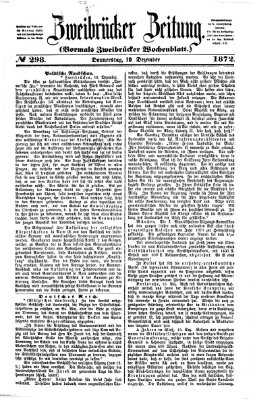 Zweibrücker Zeitung (Zweibrücker Wochenblatt) Donnerstag 19. Dezember 1872