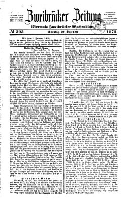 Zweibrücker Zeitung (Zweibrücker Wochenblatt) Sonntag 29. Dezember 1872