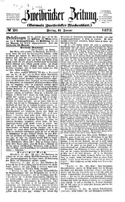 Zweibrücker Zeitung (Zweibrücker Wochenblatt) Freitag 24. Januar 1873