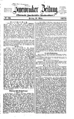 Zweibrücker Zeitung (Zweibrücker Wochenblatt) Freitag 21. März 1873