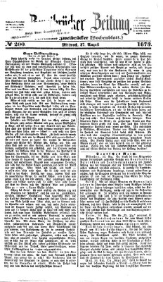 Zweibrücker Zeitung (Zweibrücker Wochenblatt) Mittwoch 27. August 1873