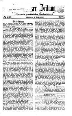 Zweibrücker Zeitung (Zweibrücker Wochenblatt) Mittwoch 3. September 1873