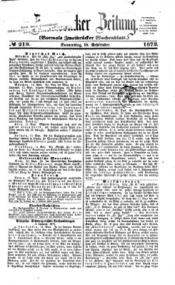 Zweibrücker Zeitung (Zweibrücker Wochenblatt) Donnerstag 18. September 1873