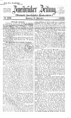 Zweibrücker Zeitung (Zweibrücker Wochenblatt) Samstag 15. November 1873