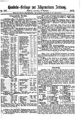 Allgemeine Zeitung. Handelsbeilage (Allgemeine Zeitung) Donnerstag 11. September 1873