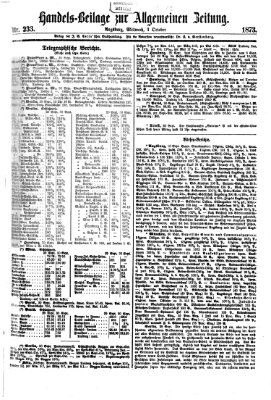 Allgemeine Zeitung. Handelsbeilage (Allgemeine Zeitung) Mittwoch 1. Oktober 1873