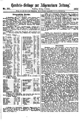 Allgemeine Zeitung. Handelsbeilage (Allgemeine Zeitung) Freitag 3. Oktober 1873