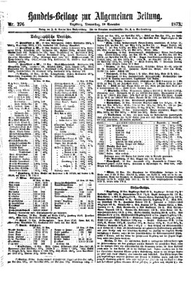 Allgemeine Zeitung. Handelsbeilage (Allgemeine Zeitung) Donnerstag 20. November 1873