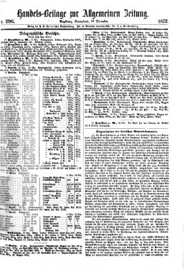 Allgemeine Zeitung. Handelsbeilage (Allgemeine Zeitung) Samstag 13. Dezember 1873