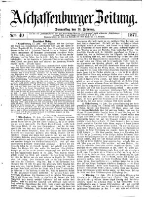 Aschaffenburger Zeitung Donnerstag 16. Februar 1871