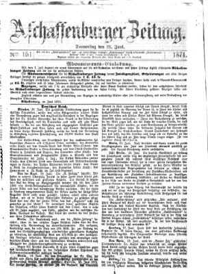 Aschaffenburger Zeitung Donnerstag 22. Juni 1871