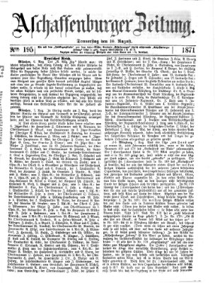 Aschaffenburger Zeitung Donnerstag 10. August 1871