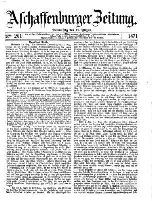 Aschaffenburger Zeitung Donnerstag 17. August 1871