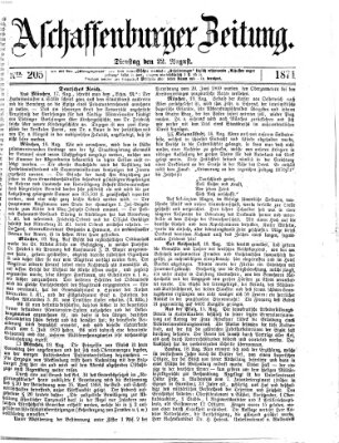 Aschaffenburger Zeitung Dienstag 22. August 1871