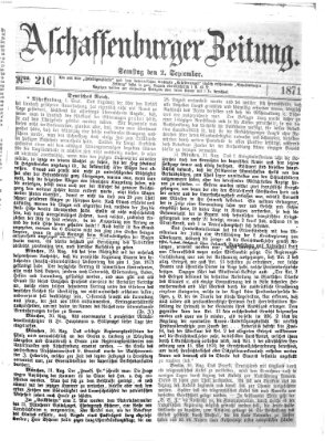 Aschaffenburger Zeitung Samstag 2. September 1871