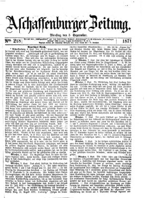 Aschaffenburger Zeitung Dienstag 5. September 1871