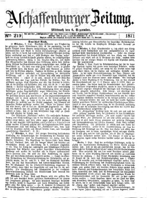 Aschaffenburger Zeitung Mittwoch 6. September 1871