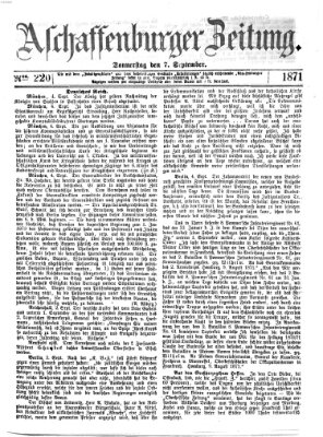 Aschaffenburger Zeitung Donnerstag 7. September 1871