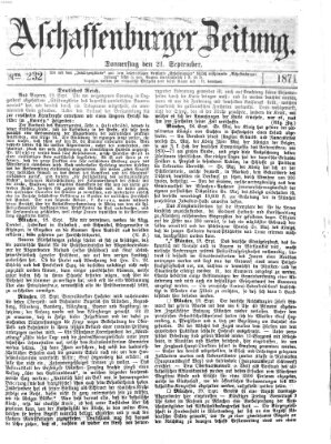 Aschaffenburger Zeitung Donnerstag 21. September 1871