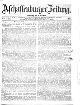 Aschaffenburger Zeitung Sonntag 1. Oktober 1871