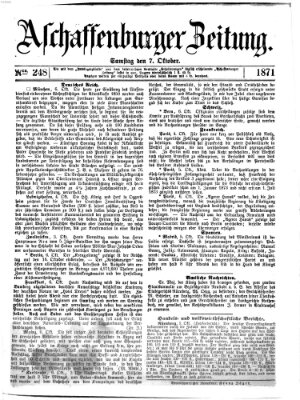 Aschaffenburger Zeitung Samstag 7. Oktober 1871