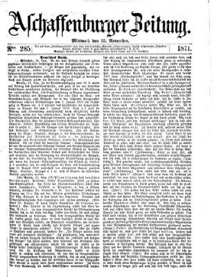 Aschaffenburger Zeitung Mittwoch 15. November 1871