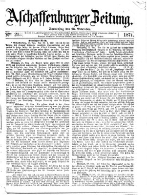 Aschaffenburger Zeitung Donnerstag 23. November 1871