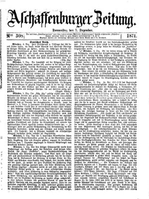 Aschaffenburger Zeitung Donnerstag 7. Dezember 1871