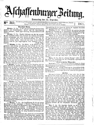 Aschaffenburger Zeitung Donnerstag 14. Dezember 1871