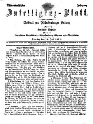 Aschaffenburger Zeitung. Intelligenz-Blatt : Beiblatt zur Aschaffenburger Zeitung ; zugleich amtlicher Anzeiger für die K. Bezirksämter Aschaffenburg, Alzenau und Obernburg (Aschaffenburger Zeitung) Dienstag 11. Juli 1871