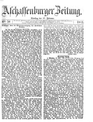 Aschaffenburger Zeitung Dienstag 27. Februar 1872