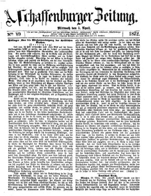 Aschaffenburger Zeitung Mittwoch 3. April 1872