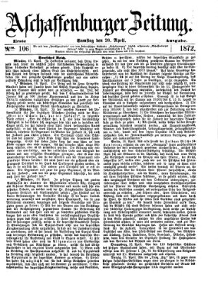 Aschaffenburger Zeitung Samstag 20. April 1872