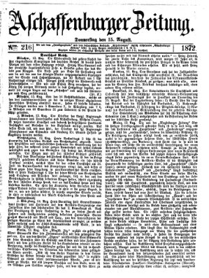 Aschaffenburger Zeitung Donnerstag 15. August 1872