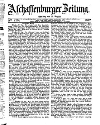 Aschaffenburger Zeitung Samstag 17. August 1872