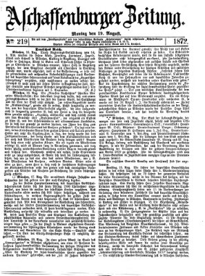 Aschaffenburger Zeitung Montag 19. August 1872