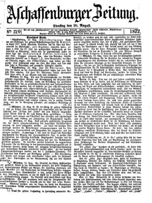 Aschaffenburger Zeitung Dienstag 20. August 1872