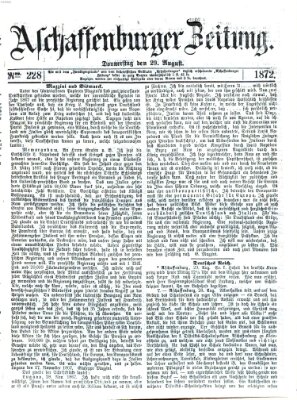 Aschaffenburger Zeitung Donnerstag 29. August 1872