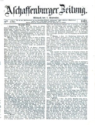 Aschaffenburger Zeitung Mittwoch 4. September 1872