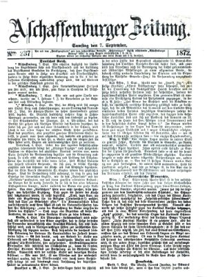 Aschaffenburger Zeitung Samstag 7. September 1872