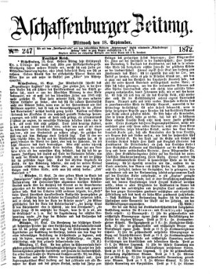 Aschaffenburger Zeitung Mittwoch 18. September 1872