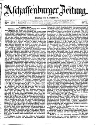 Aschaffenburger Zeitung Montag 4. November 1872