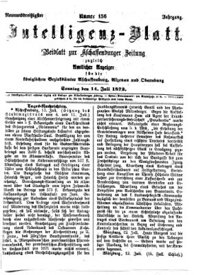 Aschaffenburger Zeitung. Intelligenz-Blatt : Beiblatt zur Aschaffenburger Zeitung ; zugleich amtlicher Anzeiger für die K. Bezirksämter Aschaffenburg, Alzenau und Obernburg (Aschaffenburger Zeitung) Sonntag 14. Juli 1872