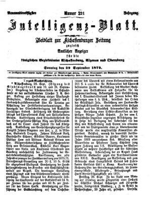 Aschaffenburger Zeitung. Intelligenz-Blatt : Beiblatt zur Aschaffenburger Zeitung ; zugleich amtlicher Anzeiger für die K. Bezirksämter Aschaffenburg, Alzenau und Obernburg (Aschaffenburger Zeitung) Sonntag 29. September 1872