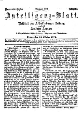 Aschaffenburger Zeitung. Intelligenz-Blatt : Beiblatt zur Aschaffenburger Zeitung ; zugleich amtlicher Anzeiger für die K. Bezirksämter Aschaffenburg, Alzenau und Obernburg (Aschaffenburger Zeitung) Sonntag 13. Oktober 1872