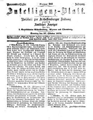 Aschaffenburger Zeitung. Intelligenz-Blatt : Beiblatt zur Aschaffenburger Zeitung ; zugleich amtlicher Anzeiger für die K. Bezirksämter Aschaffenburg, Alzenau und Obernburg (Aschaffenburger Zeitung) Sonntag 27. Oktober 1872