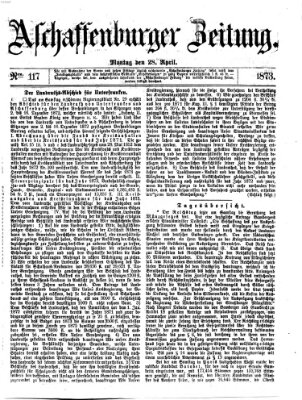 Aschaffenburger Zeitung Montag 28. April 1873