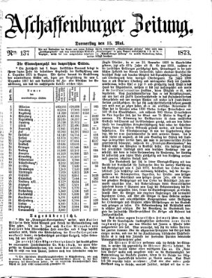 Aschaffenburger Zeitung Donnerstag 15. Mai 1873