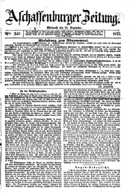 Aschaffenburger Zeitung Mittwoch 31. Dezember 1873