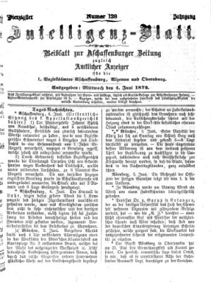 Aschaffenburger Zeitung. Intelligenz-Blatt : Beiblatt zur Aschaffenburger Zeitung ; zugleich amtlicher Anzeiger für die K. Bezirksämter Aschaffenburg, Alzenau und Obernburg (Aschaffenburger Zeitung) Mittwoch 4. Juni 1873